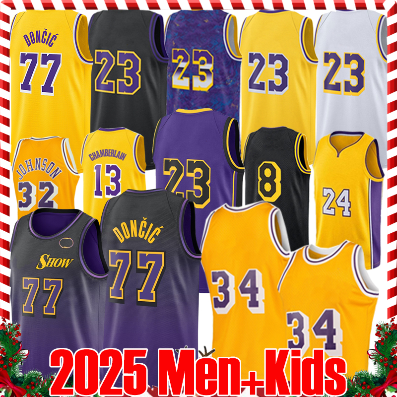 2023 2024 Doncic James Bronny James Jr. Basketball Jersey Mens Youth Dalton Knecht Austin Reaves Kids 24 25 City Purple Yellow Black Retro Shirts