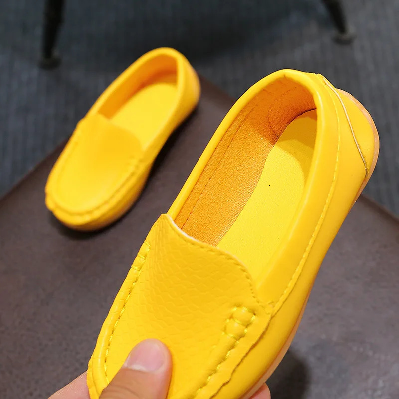 12 Colors All Sizes 21-36 Children PU Leather Casual Styles Boys Girls Soft Comfortable Loafers Slip On Kids Shoes H260130