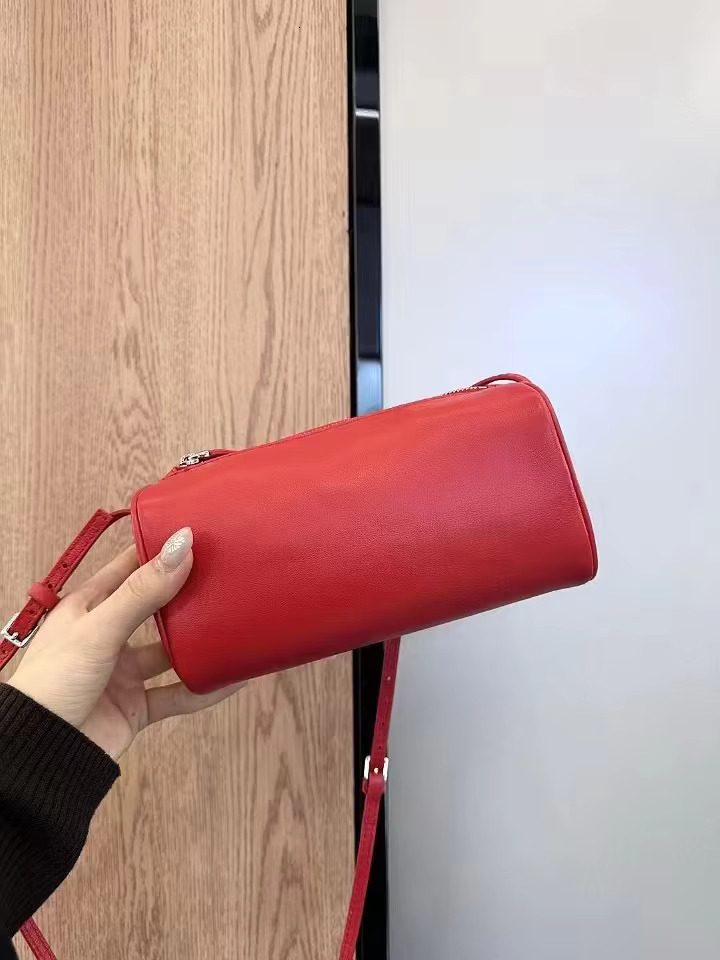 First Layer Cowhide Handbag Retro Simple Hand Shoulder Mini Suede Leather Pen Holder Bag