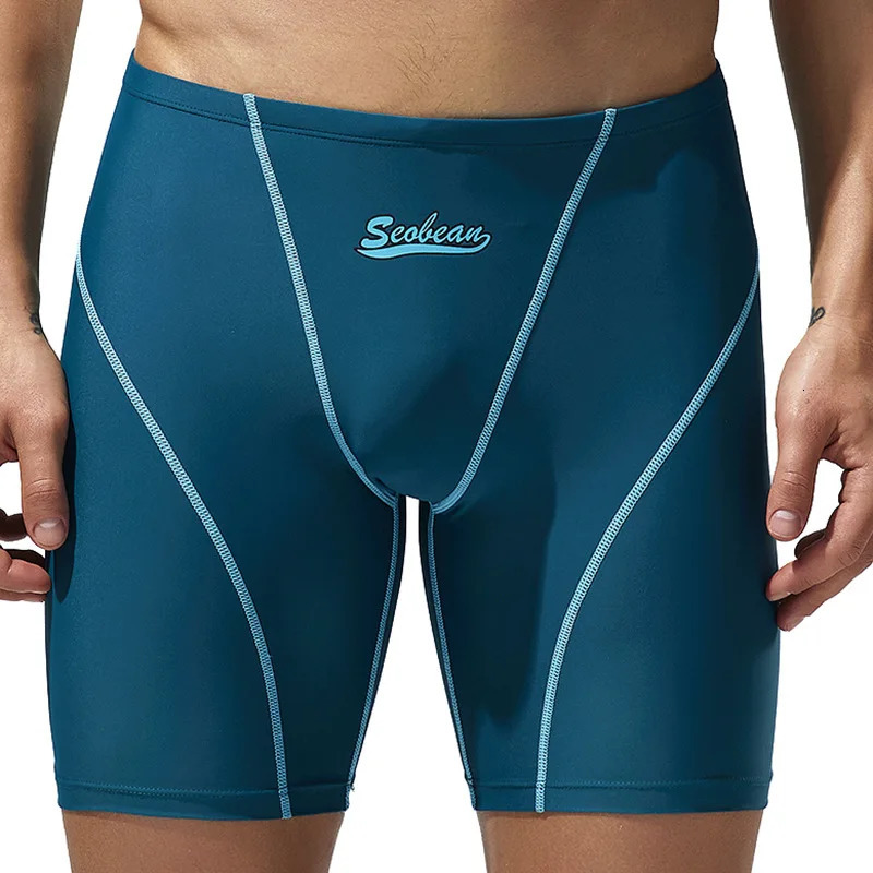 Mens Board Seamless Breathable Quick Drying Fitness Swimwear Swimming Trunks Long Boxer Shorts Low Waist Slip Swimsuits Z260313
