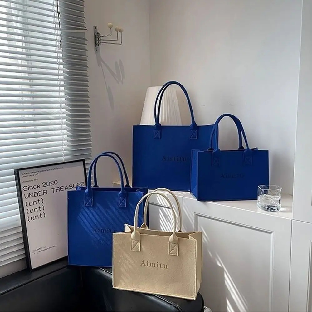 1Pcs Large Capacity Felt Shoulder Bag Solid Color Travel Messenger Bag Simple S/M/L Crossbody Handbag Women 250207