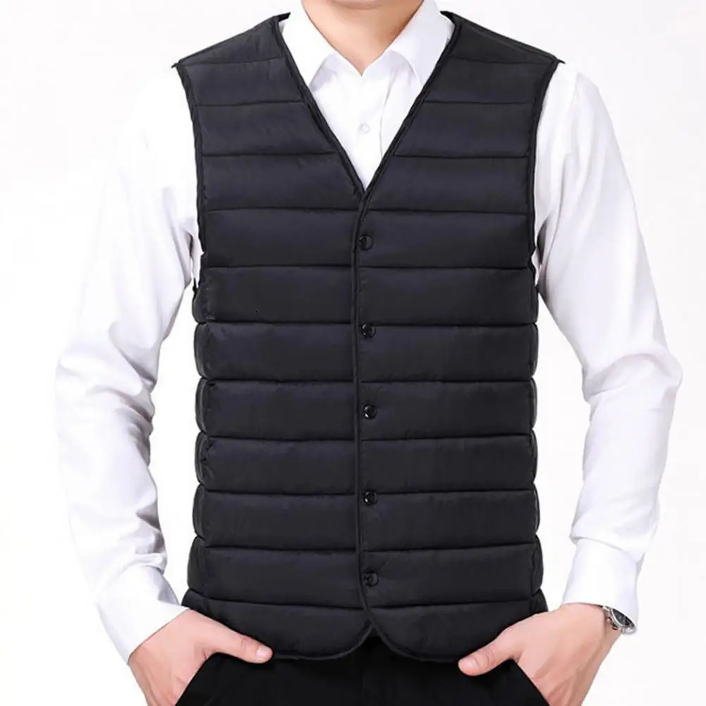 Father Winter Vest Padded Plush Solid Singlebreasted Sleeveless Coldproof Outerwear Plus Size Cotton Waistcoat for Outdoor 250110Z
