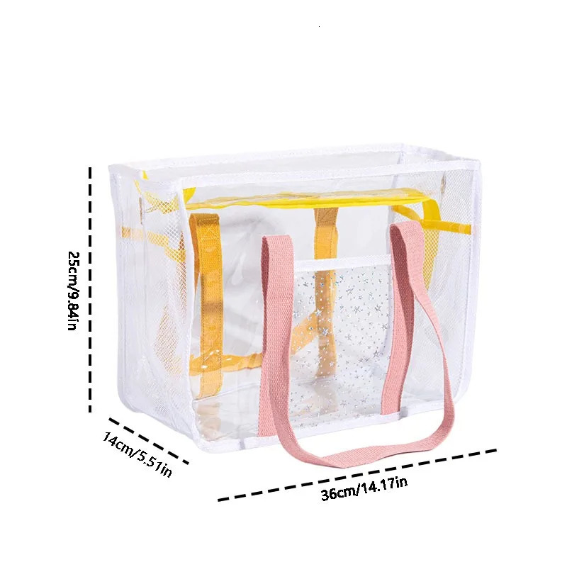 1PC Beach Bag Large Capacity Transparent Bag PVC Waterproof Wash Storage Tote Bag Handbag 250207