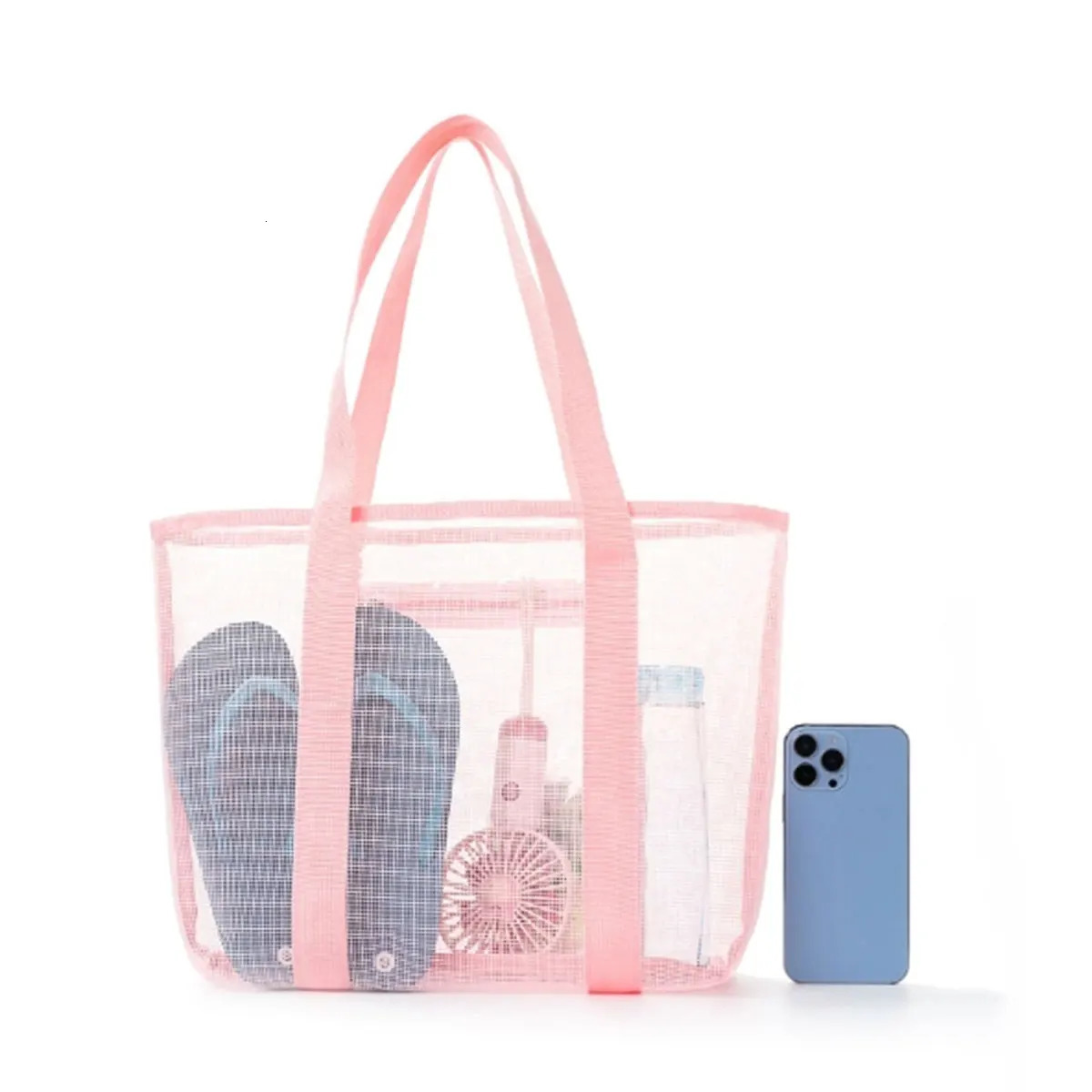 Polyester mesh beach bag Large capacity travel wash bag Swim storage bag Minimalist mesh beach bag one pack 250207