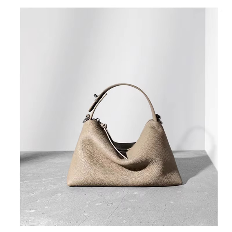 Ladies Genuine Leather Bags - Elegant Pillow Style Shoulder Bag Soft Cowhide, High-Quality Commute Tote For Women In Gray