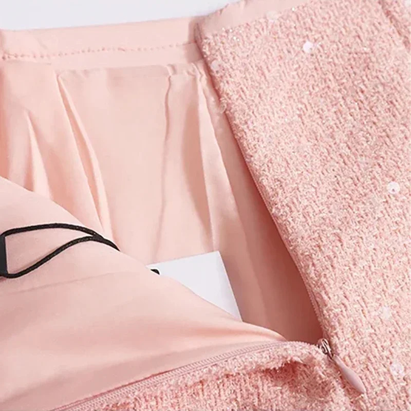 Womens Sweet Shiny Ultra Thin Skiing Office High Waist Aline Coarse Floral Zipper Party Mini Solid Unique 2024 SpringSummer 250206Z