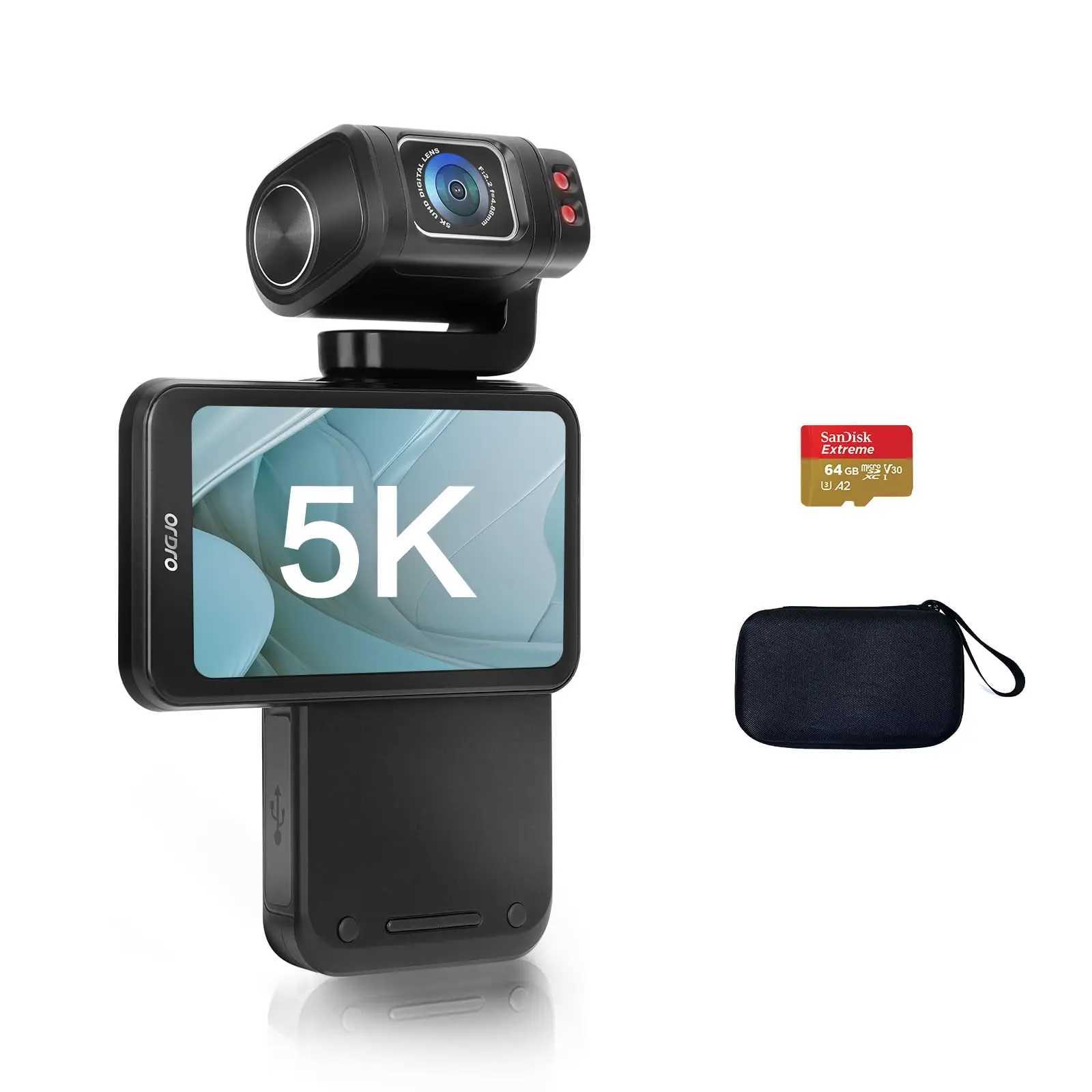 Action sportive Commande vidéo M3 Pocket Camera Camcondette numérique 5k 30f Stabilisation d'image Construction Big Size Screen Handy Cam Travel