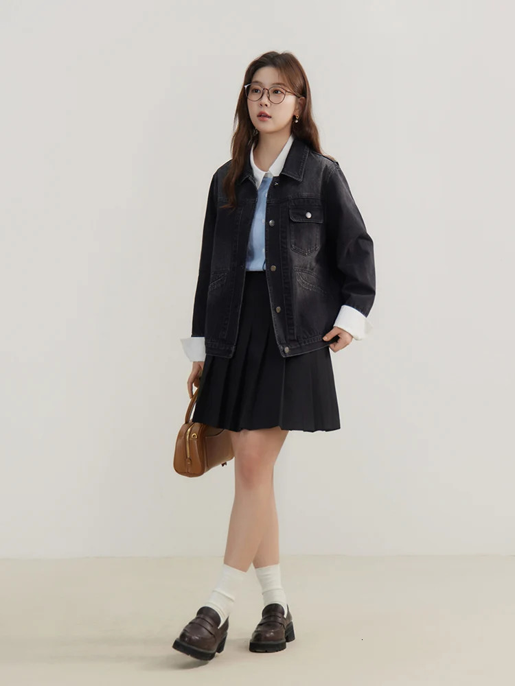 DUSHU Two Colors Cool Fashionable Style Classic Denim Jacket for Women Spring ly n Denim Coat Female 24DS81039 250122