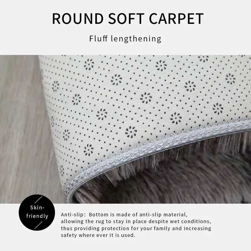 200cm Fluffy Round Rug Carpets for Living Ro Bedro He Decor Grey/ Thick Plush Carpet Kids Ro Mat Large Rugs Z250208