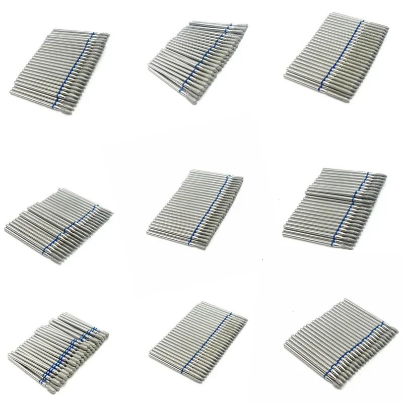 50 pcs/set drill bit set for nails Cutter Dental Diamond Grinding Polish Burs Dental Lab Polisher 2.35mm Shank Nail Tools 250210