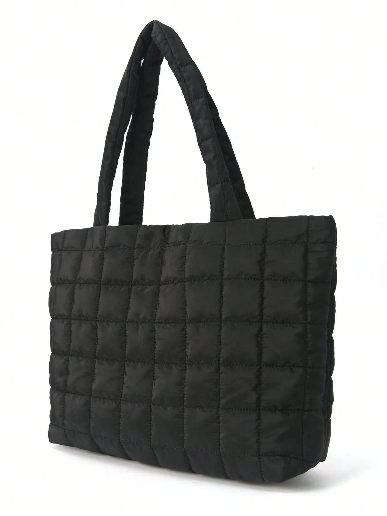 1 Pc Minimalist Quilted Puffy Tote Bag Large Capacity Crossbody Trendy Padded Shoulder For Women Daily Commute 250121