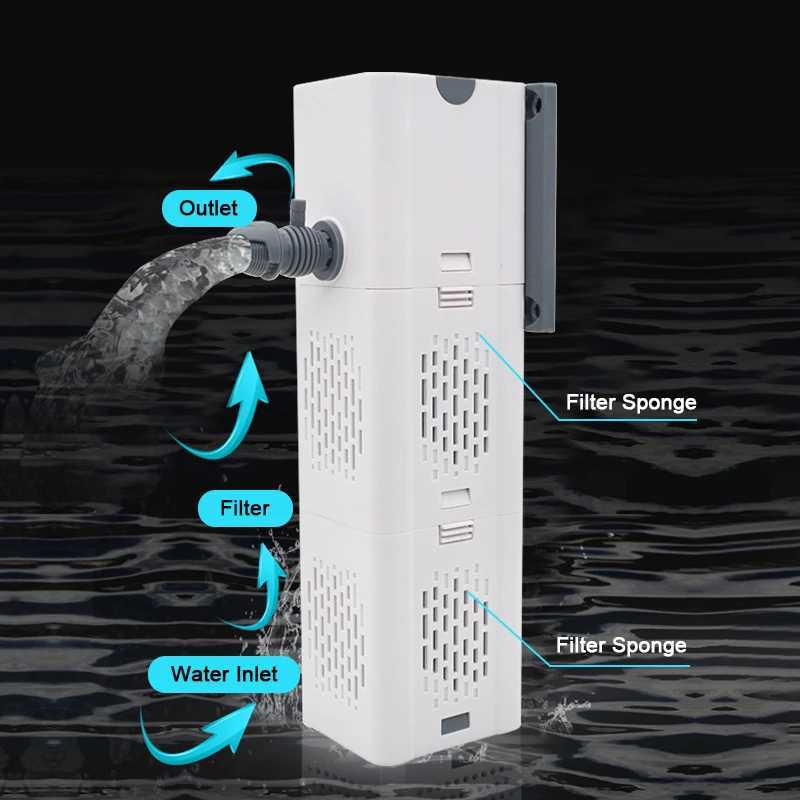 Fish Filters Aquarium Filter Pump Tank Submersible Silent Air Oxygen Aerator Internal Water Wave Maker 220v H2502051ISS