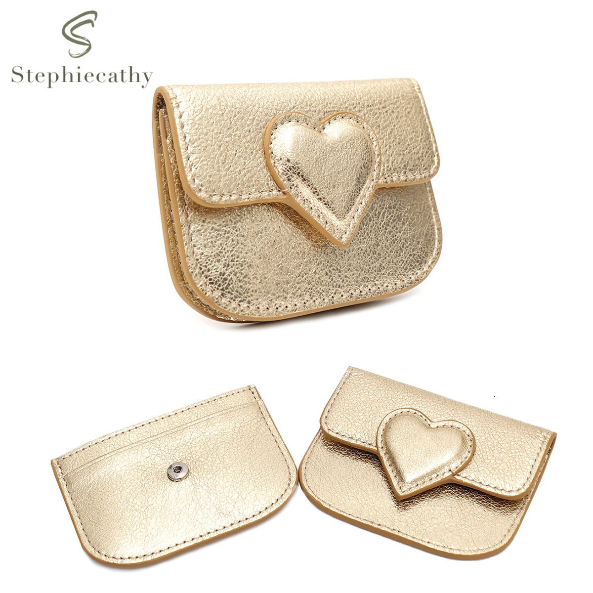 Fashion Women Cowhide Credit Card Holder Cute Heart Shaped Small Wallet Multi Card Slots Purse Portable Perfect Valentines Gift 250207