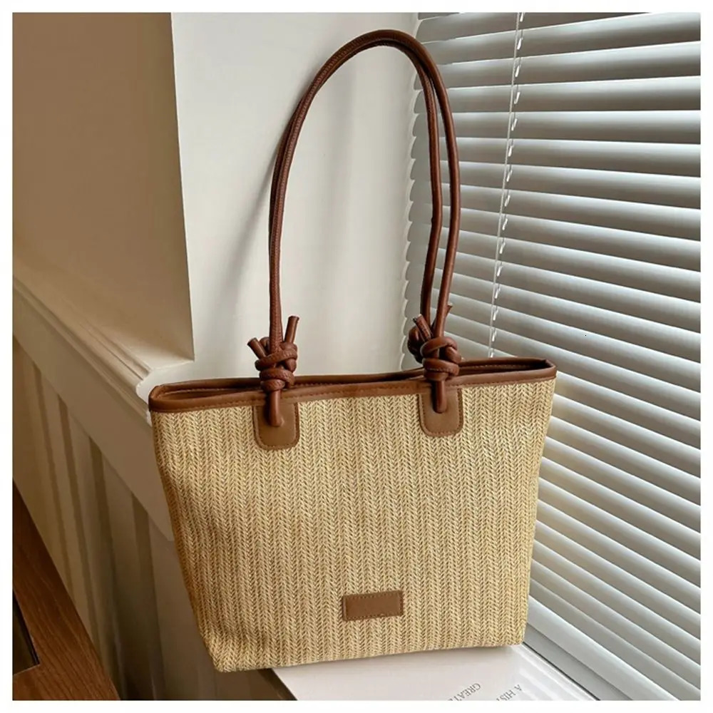 Women Summer Straw Bag Woven Beach Shoulder Bag Handbags Bucket Bag Rattan Handmade Large Capacity Grass Tote Bags 250207