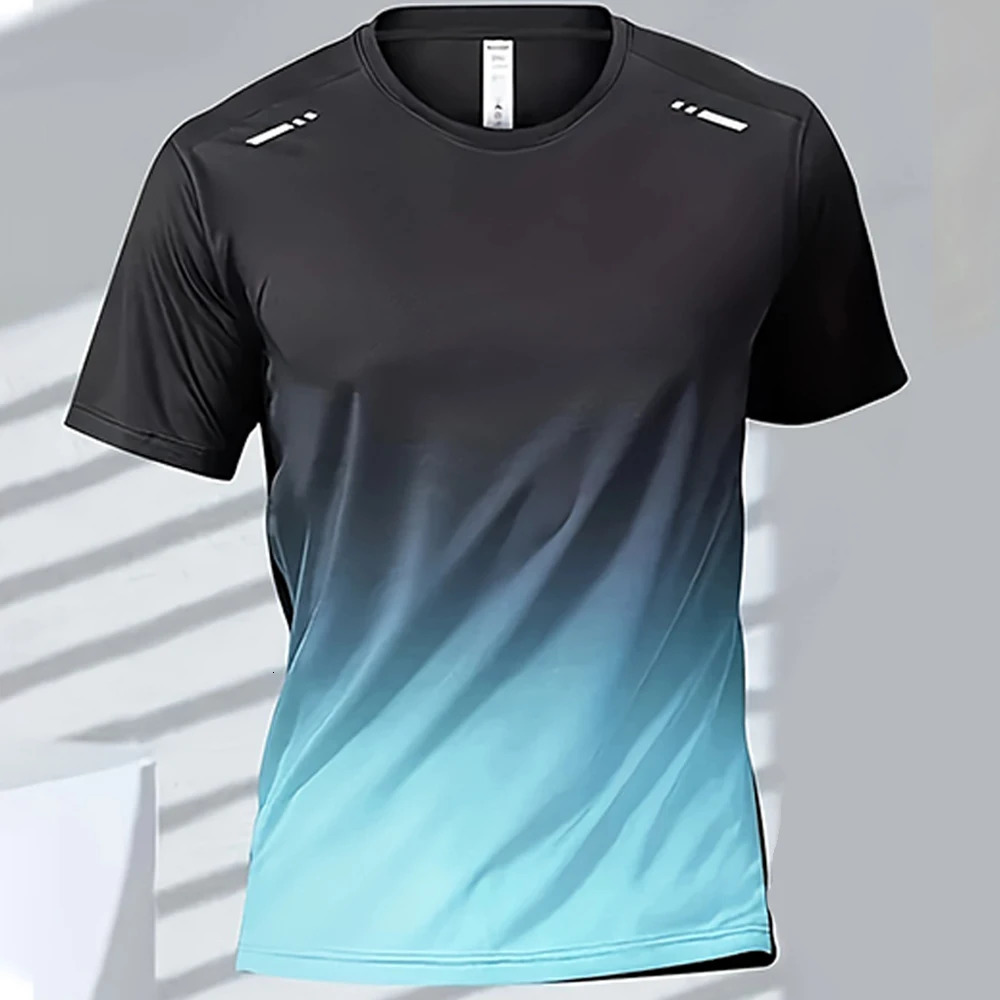 Mens Tshirts Sports Tshirt Quickdrying Gradient Short Sleeve Tees Outdoor Workout Basketball Training Running men clothes 250118