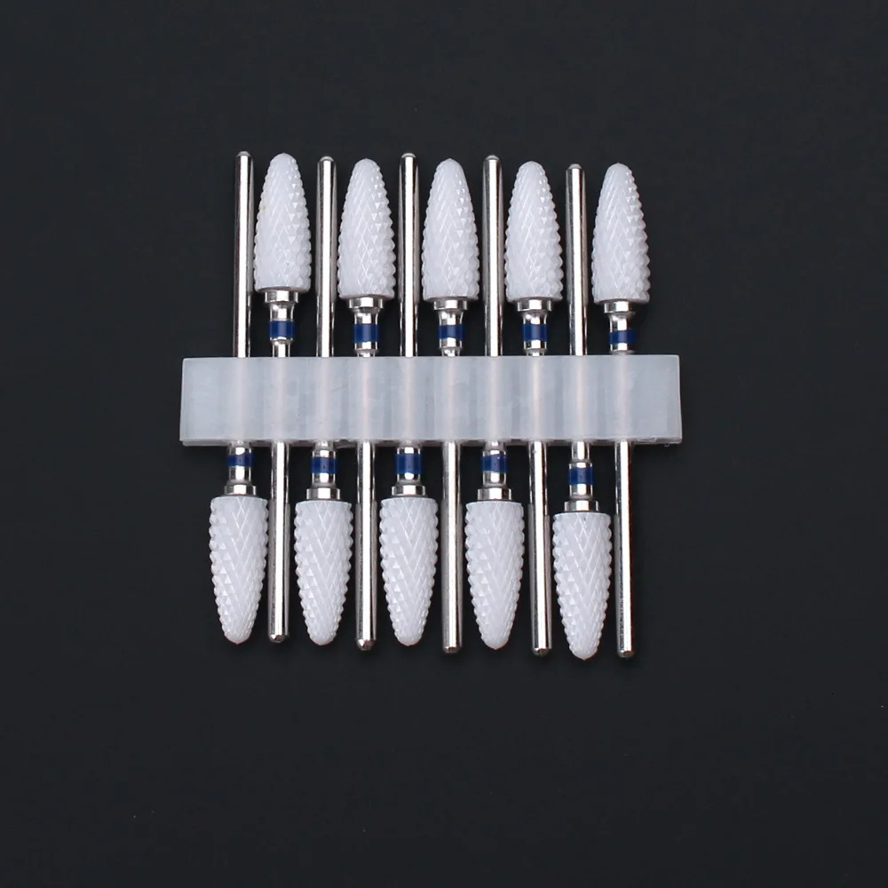 10pc/Set Milling Cutter Ceramic Nail Drill Bits Electric Manicure Files Kit Cuticle Burr Gel Polish Tools Accessories 250210