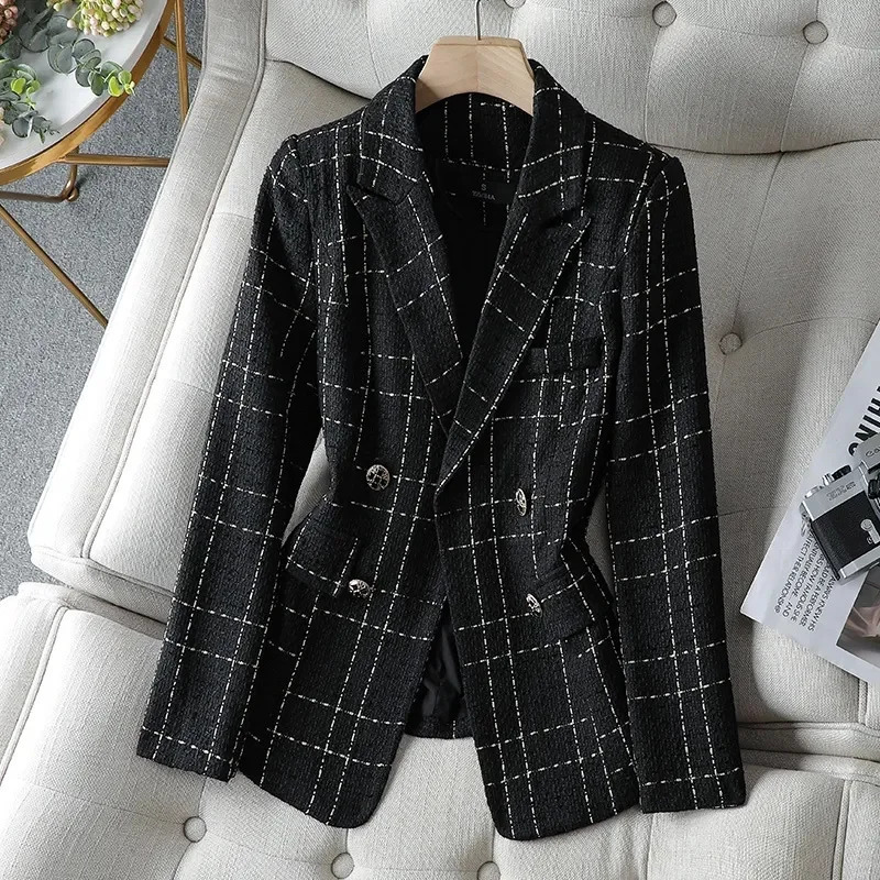 Tweed White Suit Jacket Womens 2024 Autumn Winter Coat Casual Small Fragrance Outwear Ladies Temperament Blazer Female Top 250208