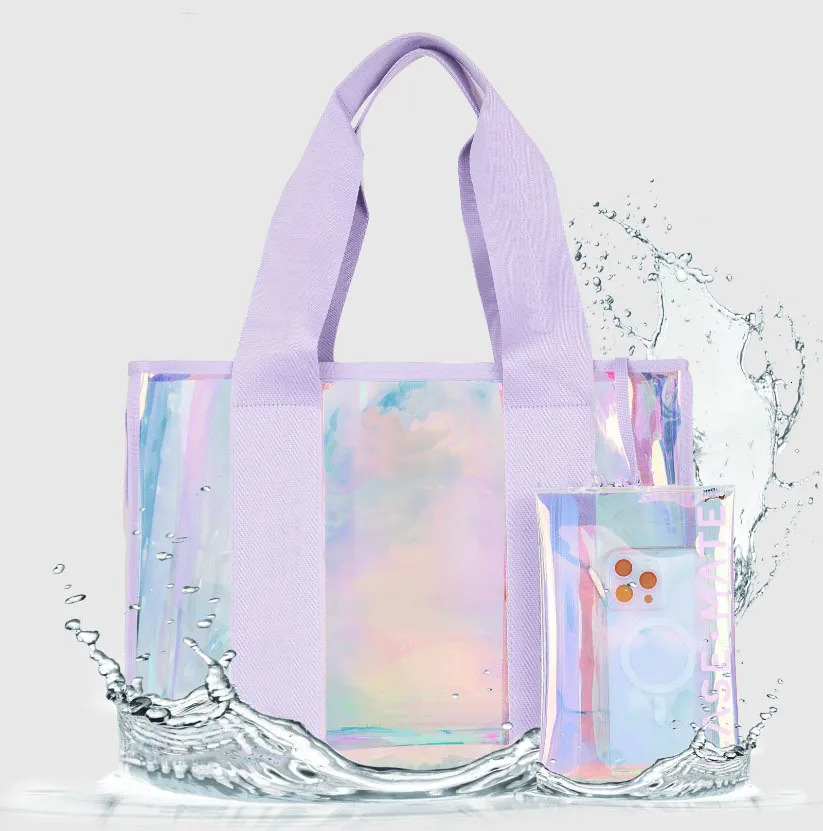 Colorful Transparent PVC Womens Handbag Colorful Crossbody Beach Bag Waterproof Swimming Bag Waterproof Mobile Phone Bag 250207