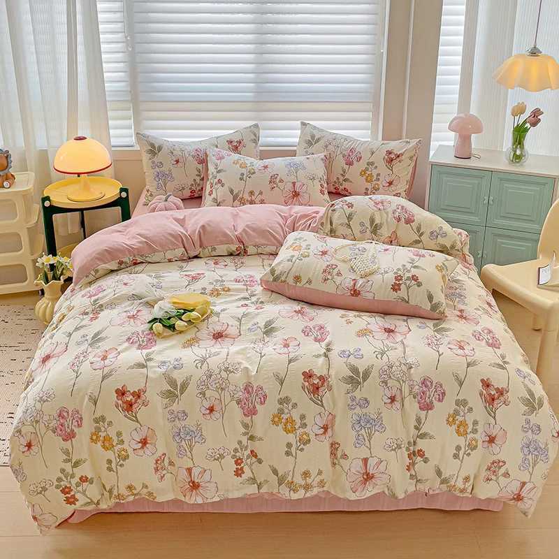 Washed Cotton Bedding Comforter Set case bed sheet Single Full Size Bed Linen Duvet Cover Set Queen/King Double Size Z250208