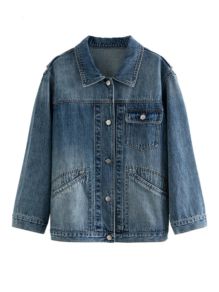 DUSHU Two Colors Cool Fashionable Style Classic Denim Jacket for Women Spring ly n Denim Coat Female 24DS81039 250122