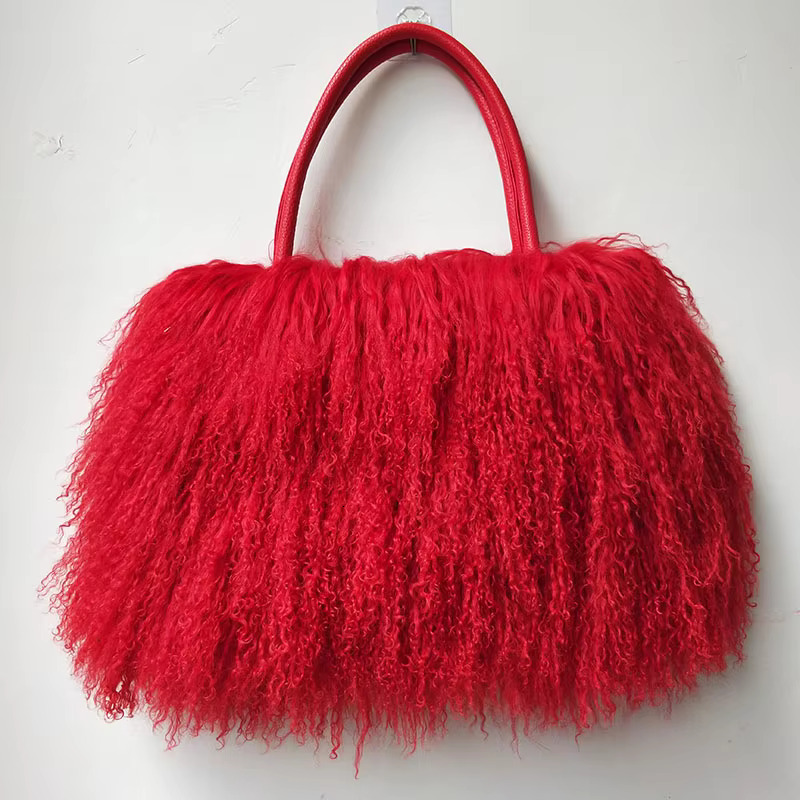 Winter Women Real Mongolia Lamb Handbag Fashion Female Genuine Fur Bag Leather Casual BagVoyage