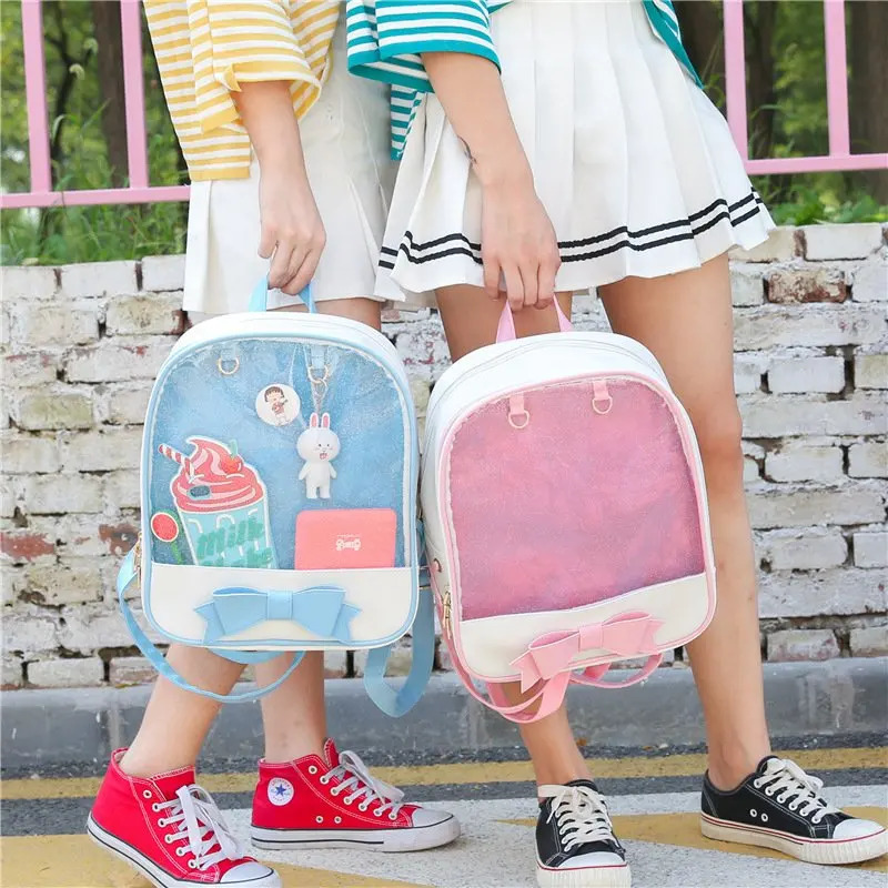 Clear Transparent Backpacks Women Harajuku Bow-knot Itabags Bags School Bags for Teenager Girls er Ita Bag Bookbag Bolsa 250207