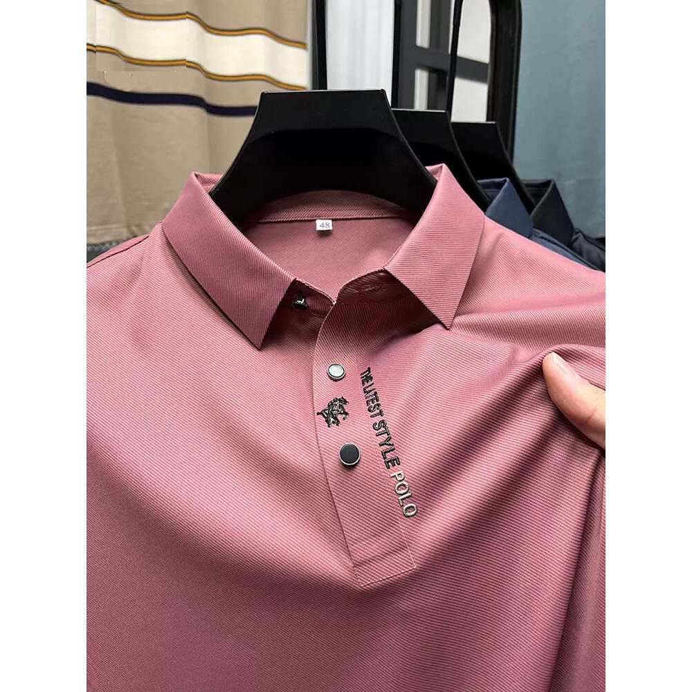 High end summer polo shirt, business casual, seamless ice silk short sleeved T-shirt, lapel, small horse logo hot stamping