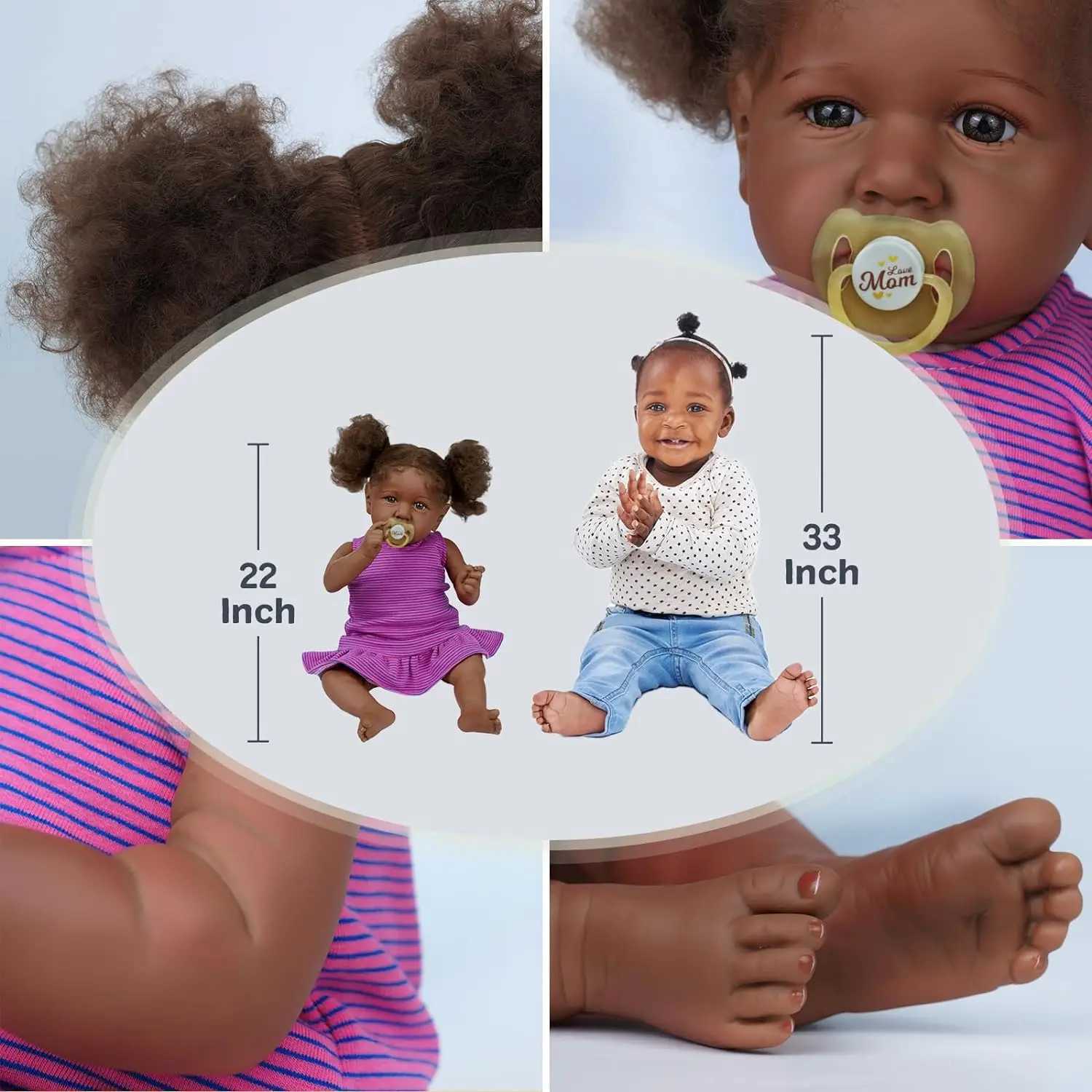 free shipping Reborn Black - 22 Inch Lifelike Soft Body Realistic-Newborn Baby Dolls Taupe Eyes Caramel Skin Tone Orange Crushed