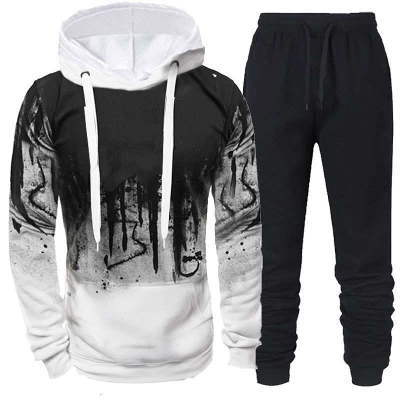 Autumn Winter Trending Tracksuits Men Camouflage Hoodie Pant 2 Piece Set Sports Wear 3d Ink Jogging Suits 250208