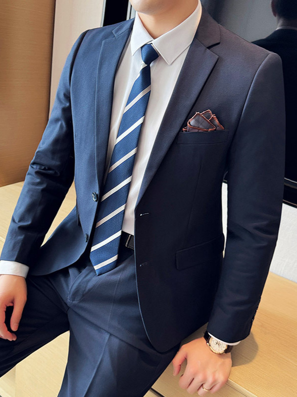 D218Luxury Men's Two-Piece Suit Set Perfect for Formal Occasions & Weddings