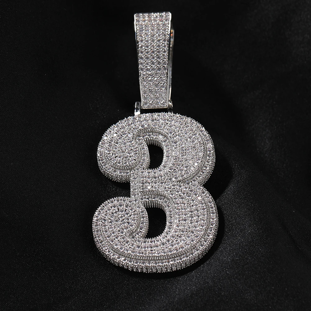 THE BLING KING Bold Lucky Number 0-9 Pendant Necklace Micro Paved Out 5A Cubic Zirconi Chain Hiphop Jewelry For Birthday Gift 250210