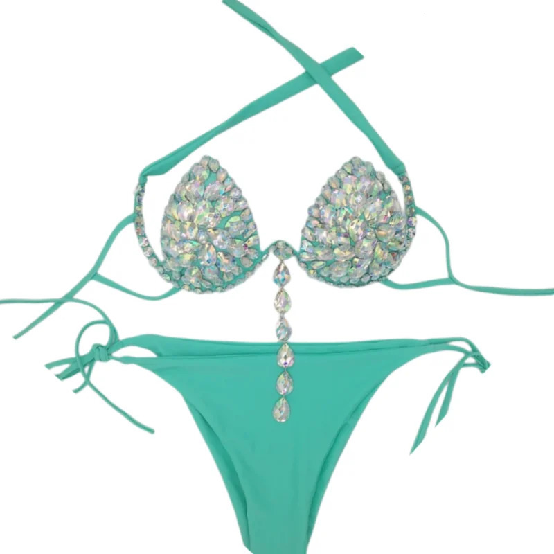 4 Kinds of Style SL Summer Hand Sewing Diamond Paste Bikini Set Sexy Swimsuit Tether Womens Swimwear Two Piece Beachwear 250121