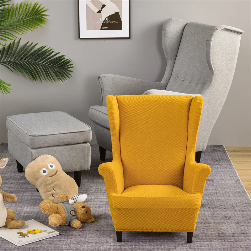 Kids Size Wing Chair Cover Small Jacquard Wing Back Sofa Covers Elastic Spandex Armchair Cover Furniture Protector Slipcovers 250210