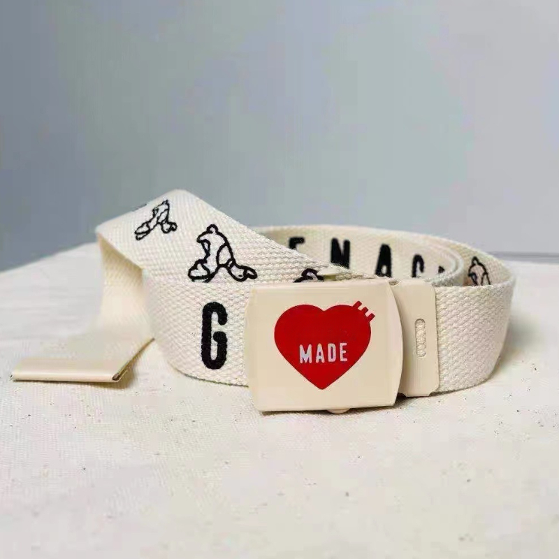 Canvas Waist Belts Brand Love Metal Buckle Duck Printed Cloth Belt Japanese Trendy Canvas Belt