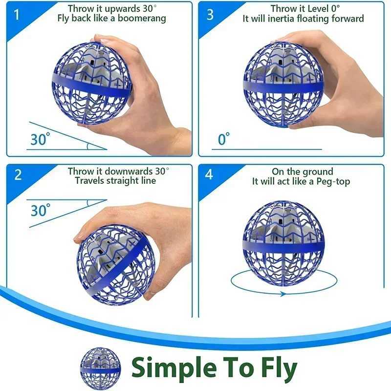 Flying Ball Boomerang Fly Orb Magic with LED Lights Drone Hover Ball Fly Nova Orb Flying Spinner Children Toys Christmas Gifts W250210