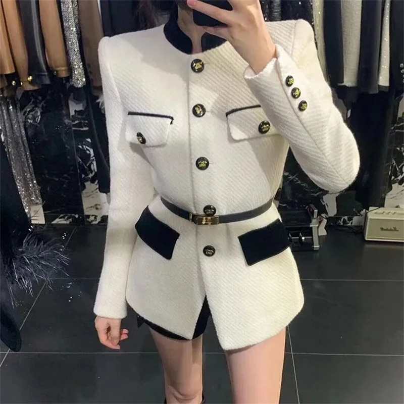 Women Blazer Coat 2024 Autumn Long Sleeve Casual Single-breasted Elegant Office Waist Ladies Suit Coat Tops Female Outerwear 250208
