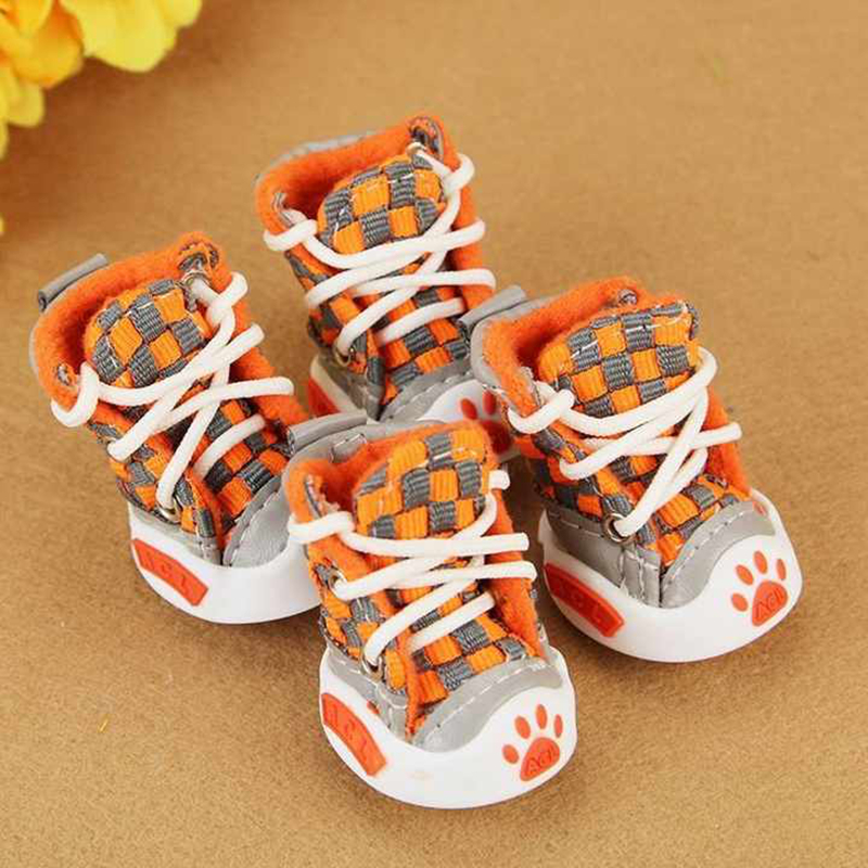 Two tone woven pet dog shoes, not to fall off, sports with shoe rope style, soft sole, wear-resistant, anti slip and comfortable fashionable dog shoes