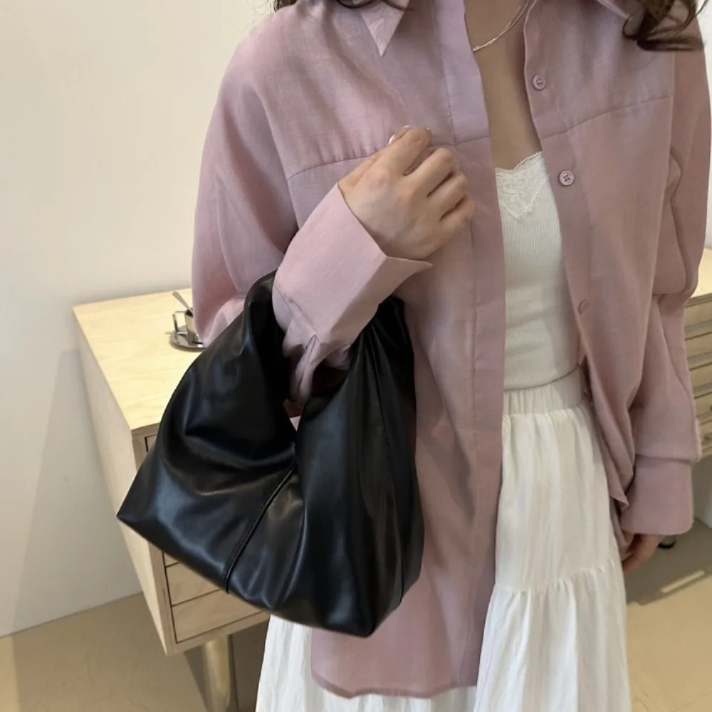 Simple Large Capacity Simple Pleated Handbag Square Soft Women Tote Bag Stylish PU Leather Single-shoulder Bag Travel 250207
