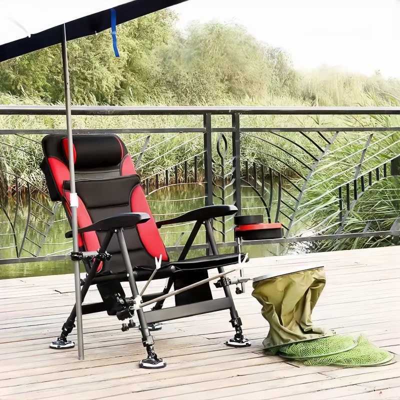 Outdoor 5-speed adjustable fishing chair beach chair portable folding aluminum alloy camping chair X250210