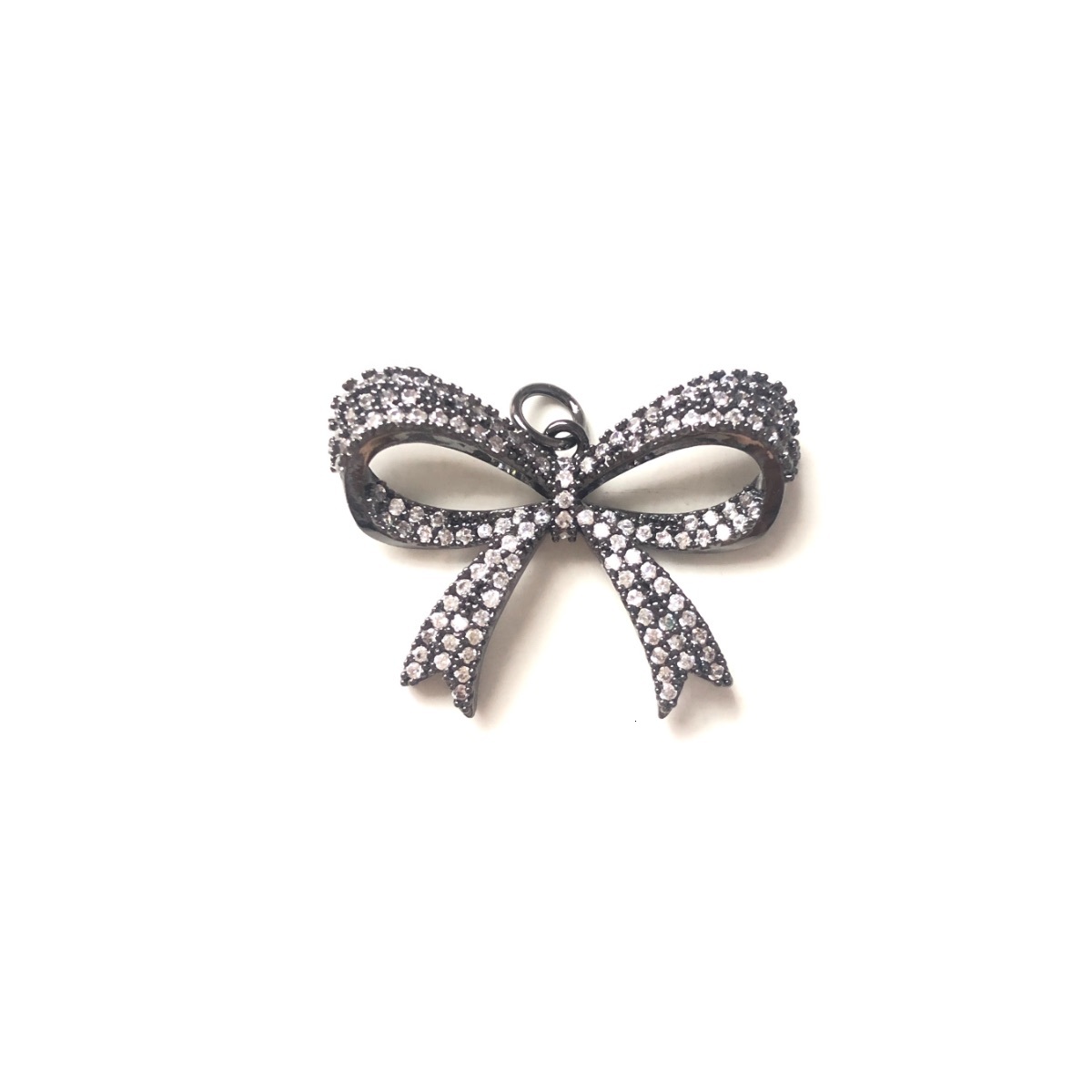 5pcs Bow Tie Charms for Women Bracelet Necklace Making Cubic Zirconia Pave Bling Pendants Jewelry DIY Accessory Supply Wholesale