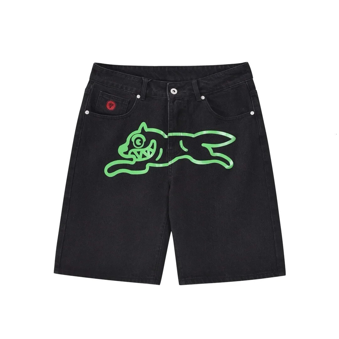 Shorts Y2K Jeans Harajuku Hip Hop Flying Dog Graphic Print Retro Blue Baggy Denim Gym Shorts Mens Womens High Waist Casual Short 250208