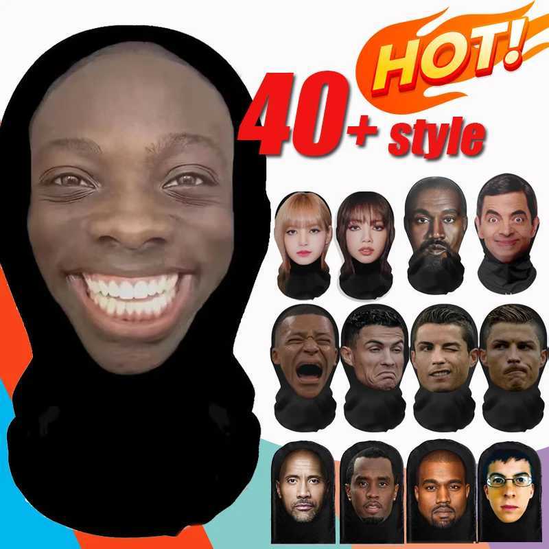 Cosplay 3D Printed Mask Stretch Mesh Fl Face Mask Men and Wen Role Play dress Hip Hop Fashion Balaclava dress Y250210