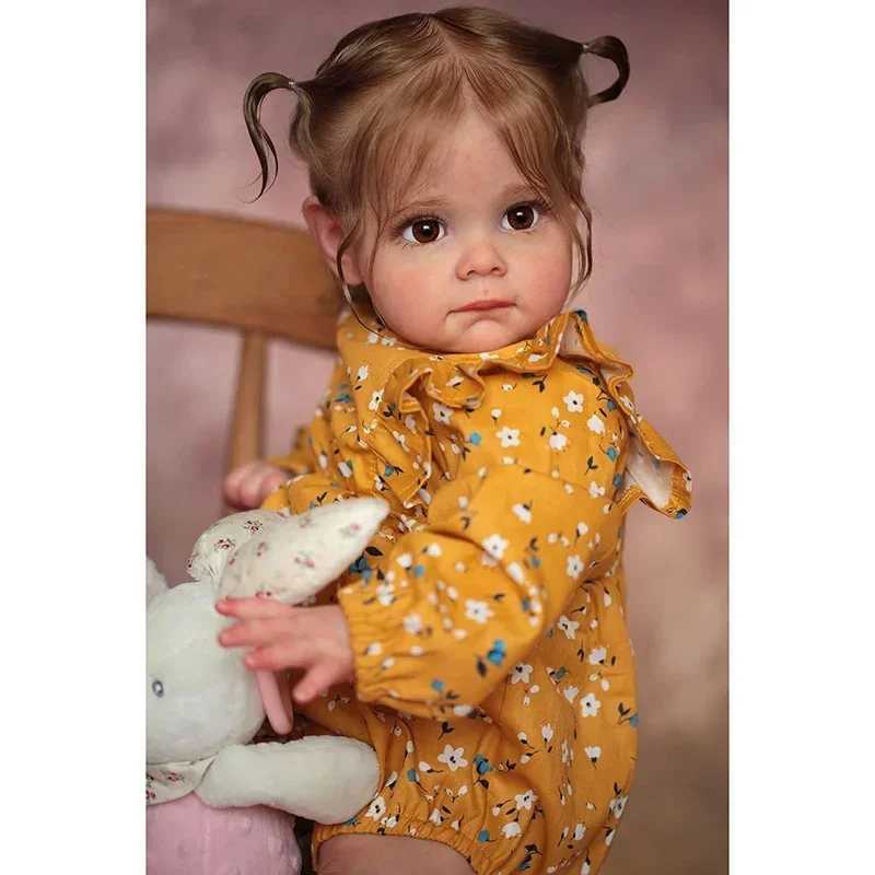 60CM Newborn Handmade 3D Skin High Quality Reborn Toddler Maggie Detailed Lifelike Hand-rooted hair Collectible Art Doll X250210
