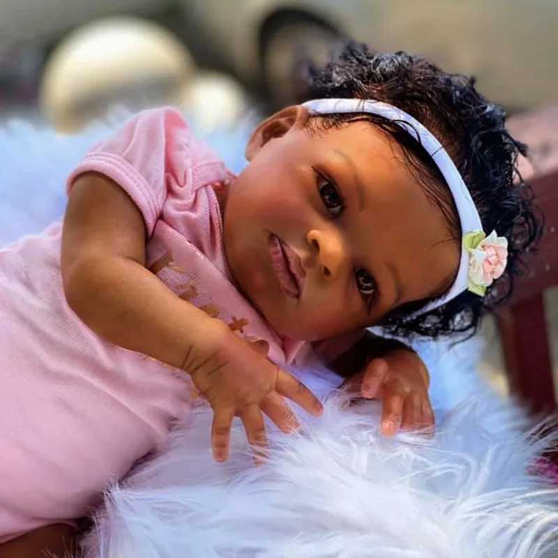 51cm Reborn Doll Baby Doll Vinyl Limbs with 3D Painted Skin Realistic Soft Cloth Body African American Doll Toy Christmas Gift X250210