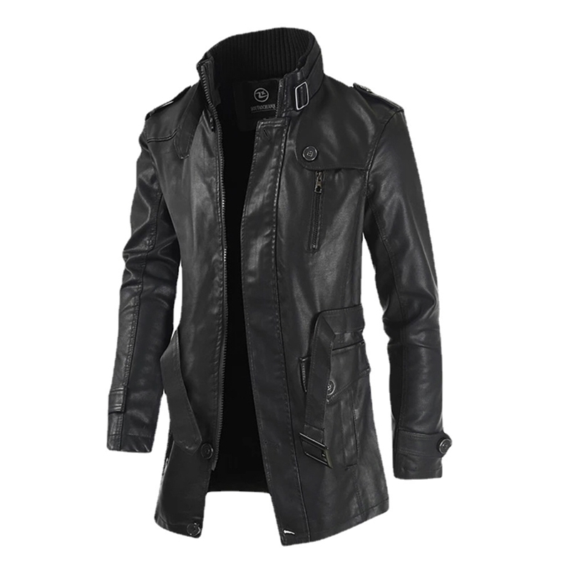 High Quality Jacket Mens Street Windbreaker Coat Men Leather Clothing Thick Fleece Casual PU 250110Z