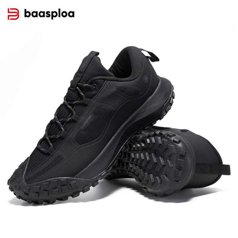 Baasploa Men Hiking Shoes Outdoor Walking Shoes Male Waterproof Camping Non Slip Sneakers