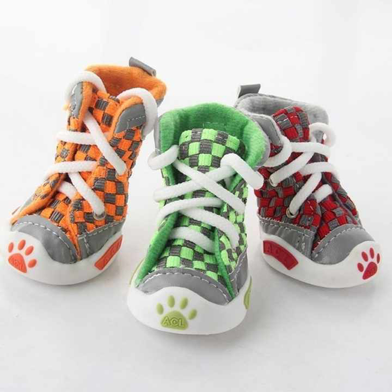 Two tone woven pet dog shoes, not to fall off, sports with shoe rope style, soft sole, wear-resistant, anti slip and comfortable fashionable dog shoes