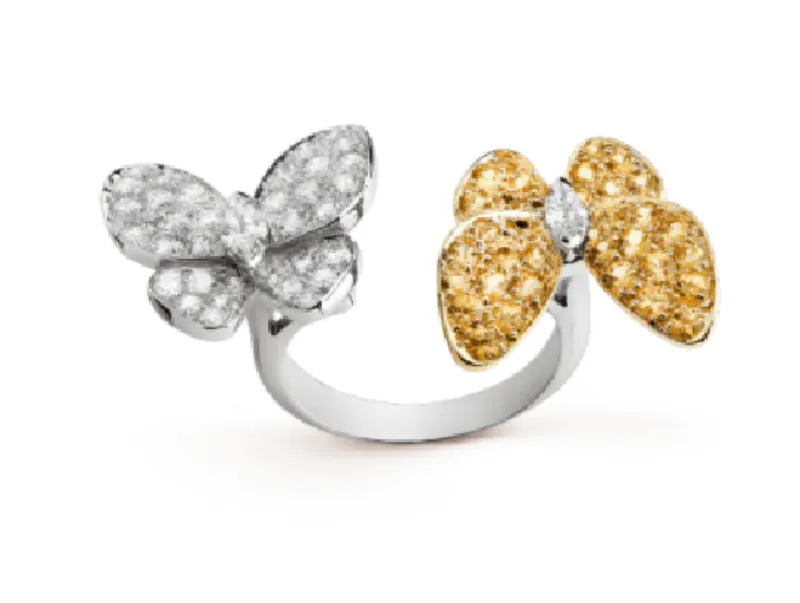 Fashion Butterfly Ring Designer open Gold Diamond Rings for Women Wedding Valentine Gifts Jewelry Accessories