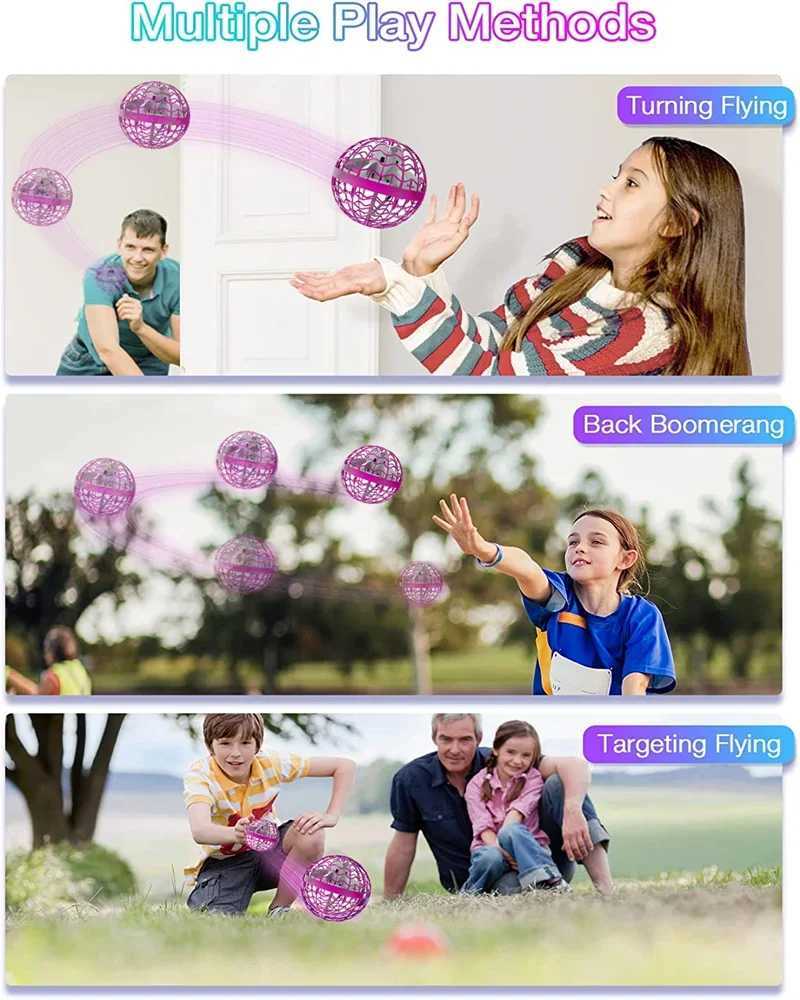 Flying Ball Boomerang Fly Orb Magic with LED Lights Drone Hover Ball Fly Nova Orb Flying Spinner Children Toys Christmas Gifts W250210
