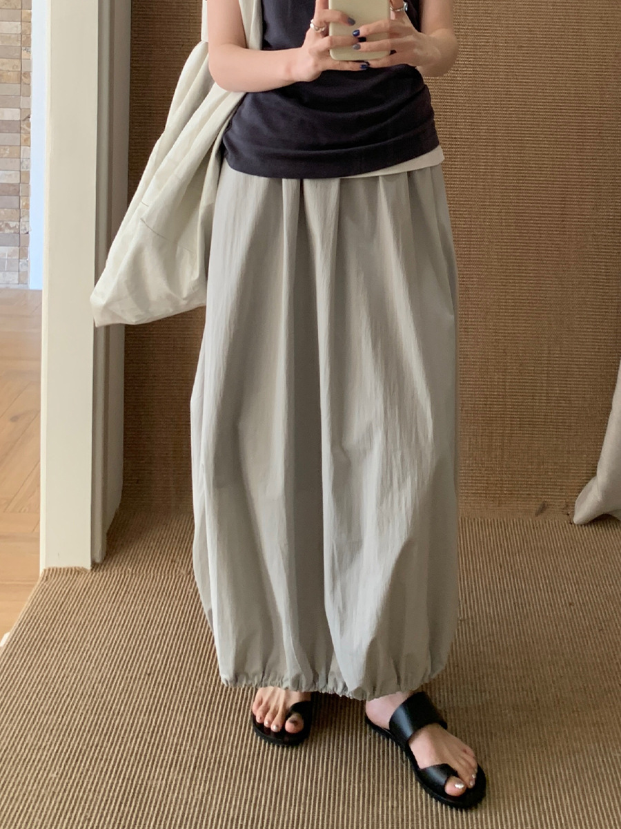 G95 Korean style simple flower bud skirt 2025 Thirteen Lines Spring new high waist slim all-match mid-length skirt
